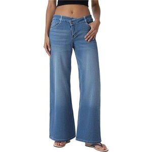 Women's Wide Leg Jeans Baggy Denim Trendy Low Rise Jeans Loose Casual Pants